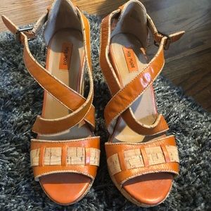 NEVER WORN Miz Mooz orange wedges!!
